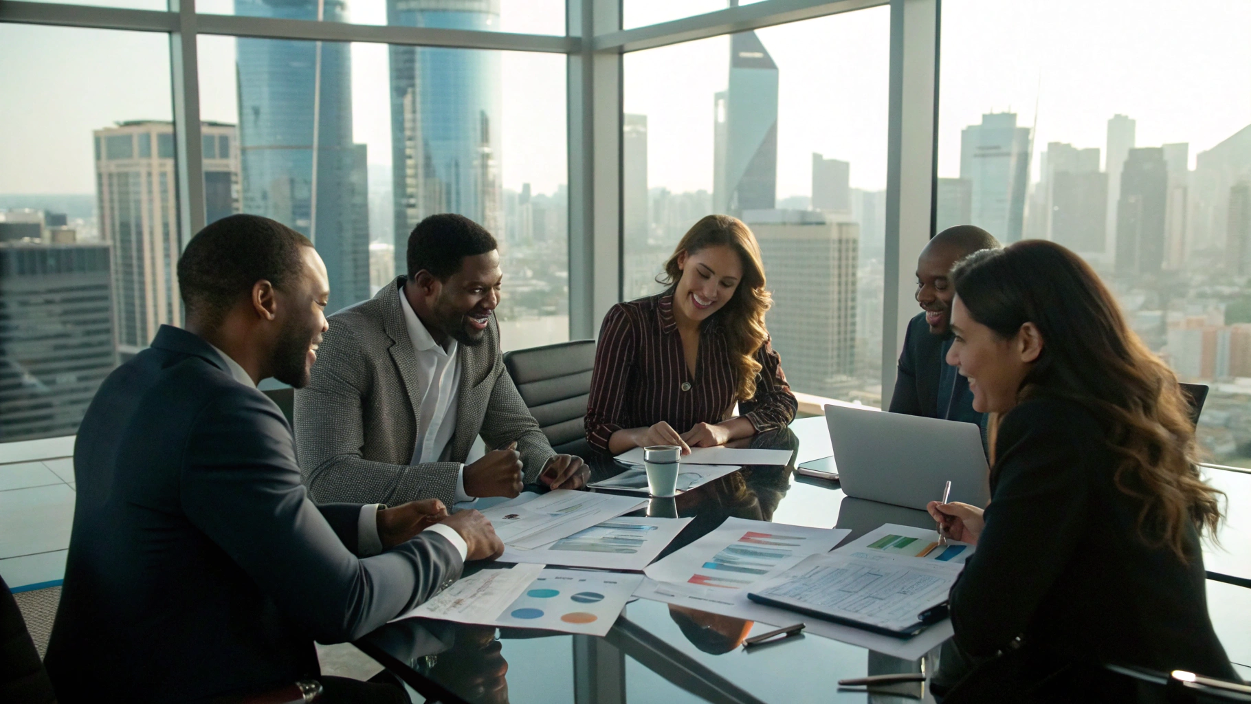 Schonfeld colleagues in discussion at the office